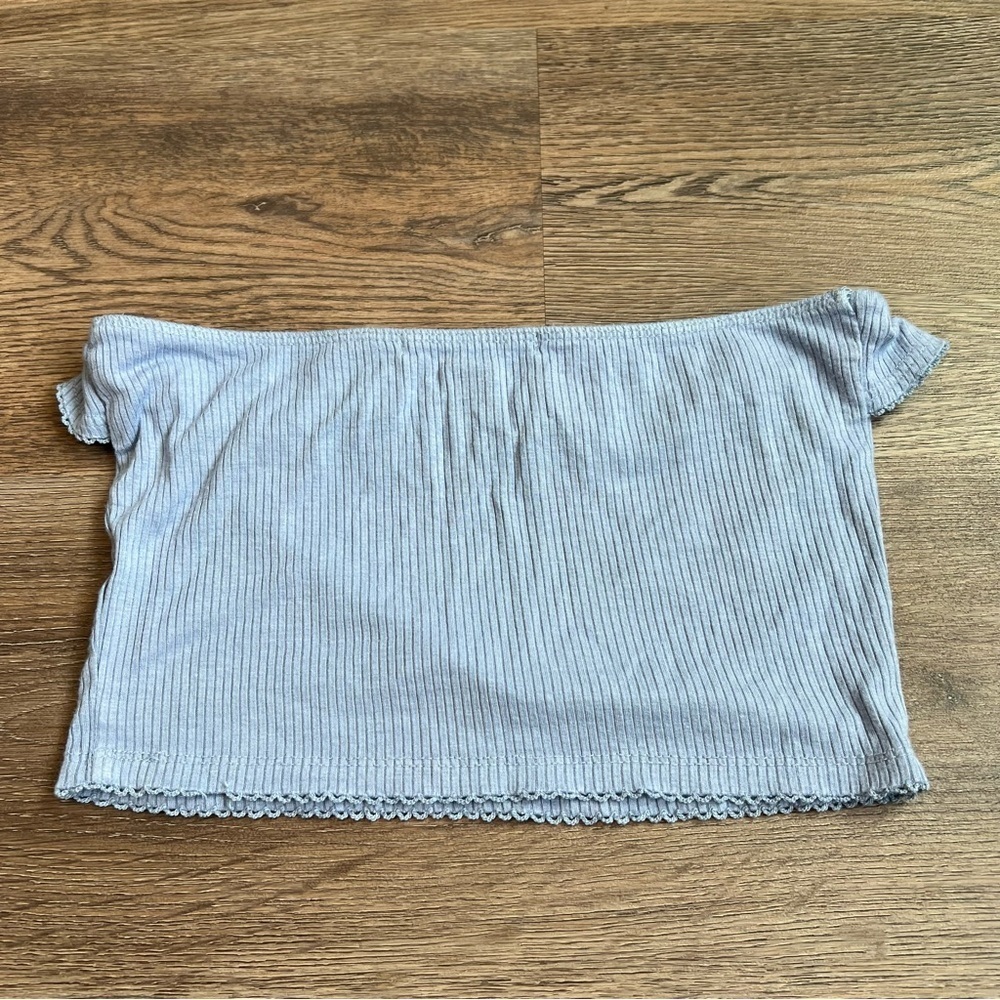 Forever 21 Light Blue Ruffled Ribbed Tube Top - Picture 2 of 3